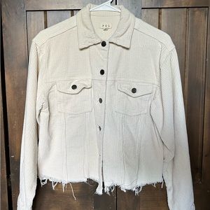 POL Corduroy Cutoff Jacket- cream/beige/tan size S